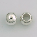 Metalized Plastic Smooth Bead with 7.5MM Hole - Round 14MM SILVER