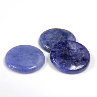 Gemstone Flat Back Single Bevel Buff Top Stone - Round 15MM SODALITE