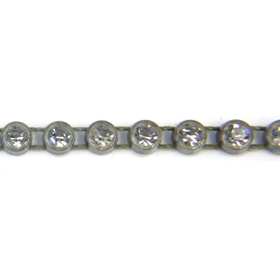 Plastic Rhinestone Banding 1 Row PP21 (SS10) BLACK DIAMOND-ANTIQUE GOLD