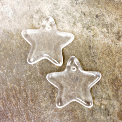 German Pressed Glass Pendant - Smooth Star 15MM CRYSTAL