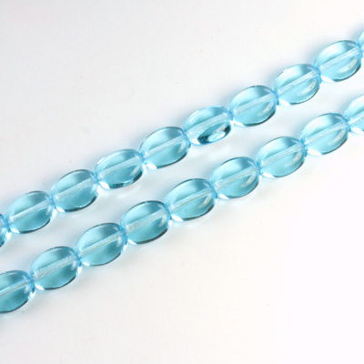 Czech Pressed Glass Bead - Flat Oval 08x6MM AQUA