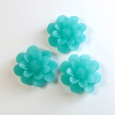 Plastic No-Hole Flower - 3 Layer 19MM MATTE AQUA