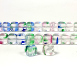 Czech Pressed Glass Bead - Cube 05x7MM STRIPED CRYSTAL