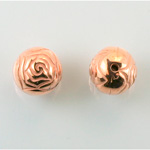 Metalized Plastic Engraved Bead - Rosebud  Round 12MM COPPER