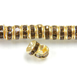 Czech Rhinestone Rondelle - Round Wavy 05MM SMOKE TOPAZ-GOLD