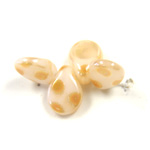 Preciosa Czech Pressed Glass Bead - Pip 5x7MM ALABASTER ON PEACOCK