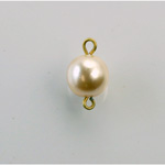 Czech Glass Pearl Bead with 2 Brass Loops - Round 10MM CREME