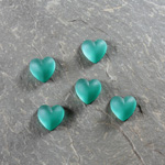 Glass Cabochon - Heart 08MM MATTE EMERALD Foiled