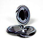 Glass Flat Top Lampwork Cabochon - Oval 25x18MM BLUE AGATE (02138)