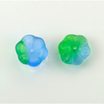 Czech Glass Flower with Center Hole - Round 12MM MATTE EMERALD-SAPPHIRE