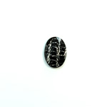 Plastic Flat Back Striped Rauten Rose - Oval 14x10MM WHITE on BLACK