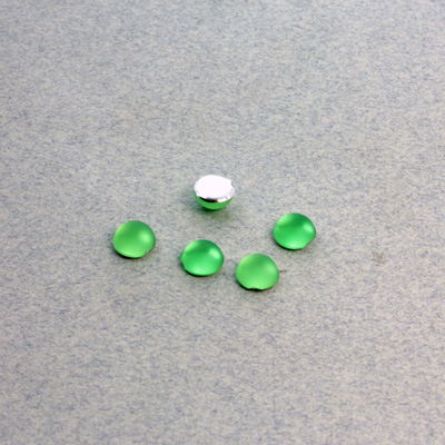 Plastic Flat Back Foiled Cabochon - Round 05MM MATTE PERIDOT