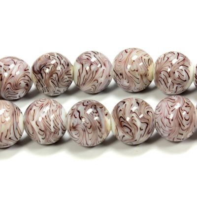 Glass Lampwork Bead - Smooth Round 12MM GRANITE MATRIX