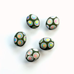 Pressed Glass Peacock Bead - Oval 10x8MM MATTE GREEN