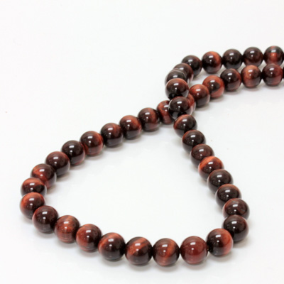 Gemstone Bead - Smooth Round 08MM TIGEREYE RED