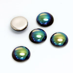 Glass Medium Dome Foiled Cabochon - Round 11MM BLACK DIAMOND AB