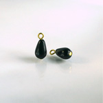 Pressed Glass Bead with 1 Brass Loop - Pear 10x6MM JET