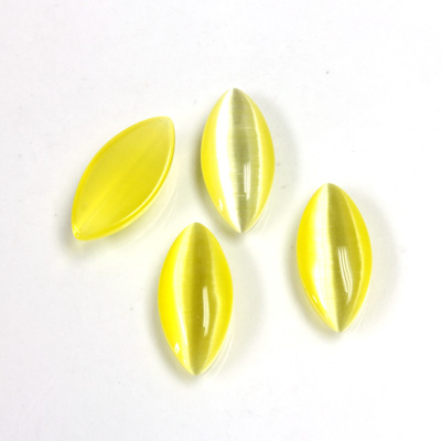 Fiber-Optic Cabochon - Navette 15x7MM CAT'S EYE YELLOW