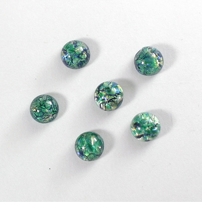 Glass Medium Dome Lampwork Cabochon - Round 07MM GREEN OPAL (02420)