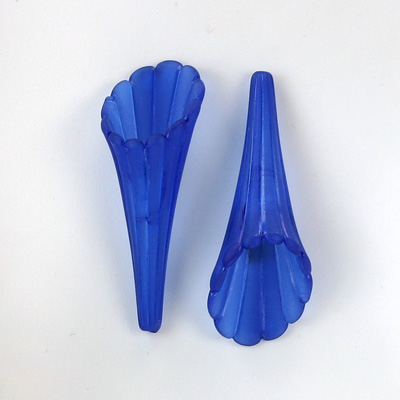 German Plastic Flower with Hole - Trumpet 31x12MM MATTE SAPPHIRE