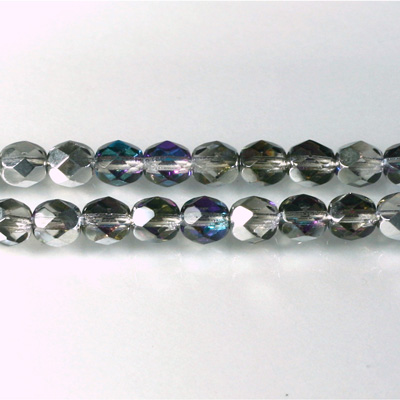 Czech Glass Fire Polish Bead - Round 06MM 1/2 Coated BERMUDA BLUE