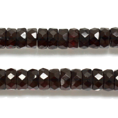 Czech Glass Fire Polished Bead - Rondelle 08x4MM GARNET