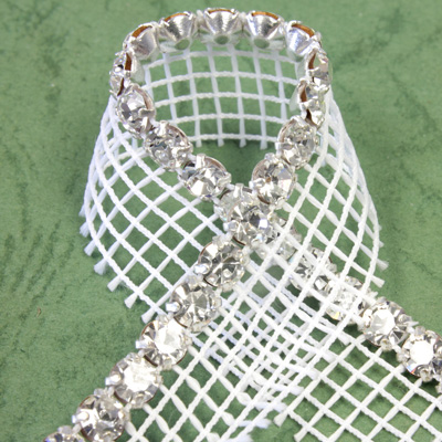 Rhinestone Banding with MC Chaton 1 Row with Net One Edge - Round 19SS CRYSTAL-WHITE-SILVER