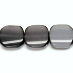 Fiber Optic Synthetic Cat's Eye Bead - Smooth Lentil Square Antique 15MM CAT'S EYE GREY