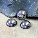 Plastic Flat Back Metalized Cabochon - Round 13MM HEMATITE