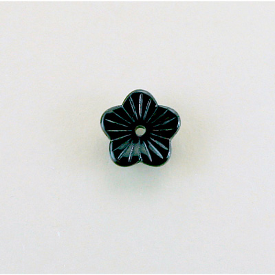 German Glass Flower with Center Hole - Round 10MM JET