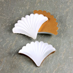 Glass Cabochon - Fan/Shell Shape 25x19MM MATTE Crystal Foiled