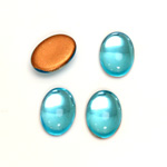 Glass Medium Dome Foiled Cabochon - Oval 14x10MM AQUA