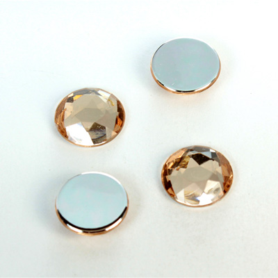Plastic Flat Back Foiled Rose Cut Rhinestone - Round 13MM LT COLORADO TOPAZ