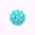 Plastic Carved Flower - Cluster 20MM Matte DK TURQ