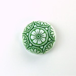 Glass Flat Back Mosaic Top Stone Round 18MM GREEN on WHITE