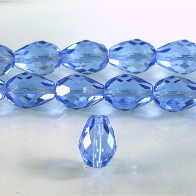 Czech Glass Fire Polish Bead - Pear 16x12MM SAPPHIRE