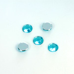 Plastic Flat Back Foiled Rose Cut Rhinestone - Round 07MM AQUA