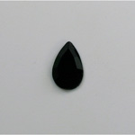 Glass Flat Back Rose Cut Stone - Pear 13x8MM JET