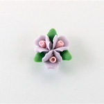 Ceramic Flat Back Flower - Rose Cluster 3x8MM PURPLE with PINK