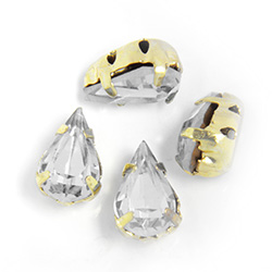 Crystal Stone in Metal Sew-On Setting - Pear 08x4.8MM CRYSTAL-RAW