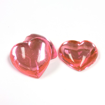Plastic Flat Back Foiled Cabochon - Heart 18.5MM ROSE