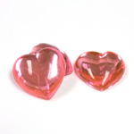 Plastic Flat Back Foiled Cabochon - Heart 18.5MM ROSE
