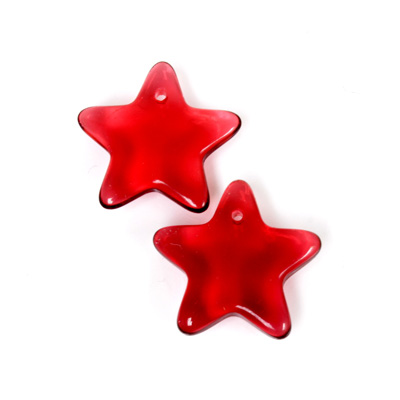 German Pressed Glass Pendant - Smooth Star 15MM ROSE