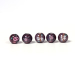 Czech Glass Lampwork Bead - Smooth Round 06MM Flower PINK ON PURPLE (20086)