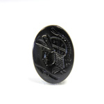 Glass Flat Back Intaglio - Warrior Head Oval 25x18MM JET Left Facing