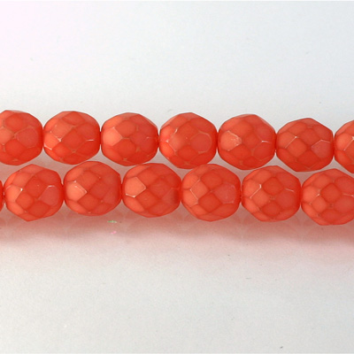Czech Glass Fire Polish Bead - Round 08MM MATTE ORANGE 43488