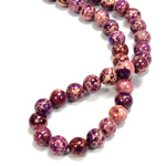 Gemstone Bead - Smooth Round 08MM SEA SEDIMENT JASPER DYED PURPLE