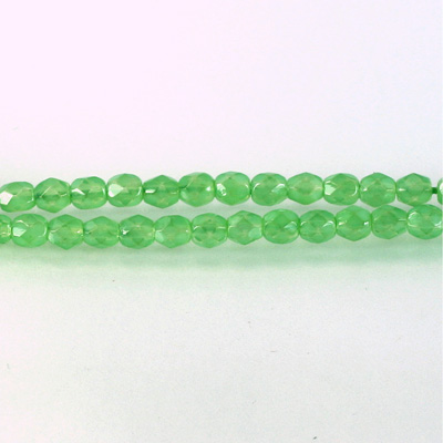 Czech Glass Fire Polish Bead - Round 04MM COATED OPAL GREEN