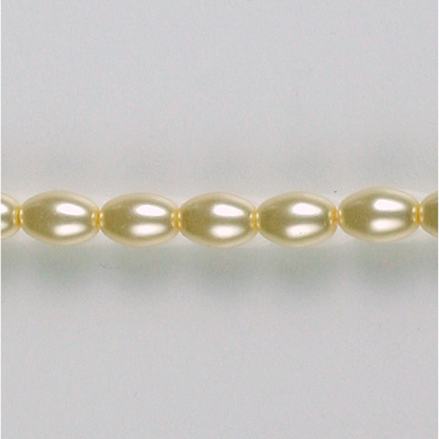 Czech Glass Pearl Bead - Oval 06x4MM CREME 75440
