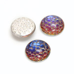 Glass Medium Dome Snakeskin Mosaic Cabochon - Round 15MM HELIO BLUE